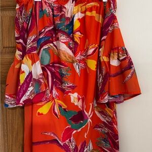 Vibrant Floral boat-neck Dress
